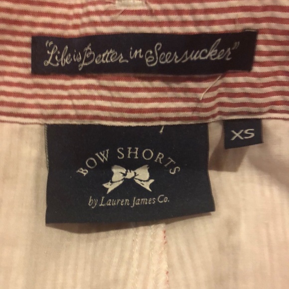 Lauren James Seersucker Striped Bow Shorts XS - Picture 3 of 4